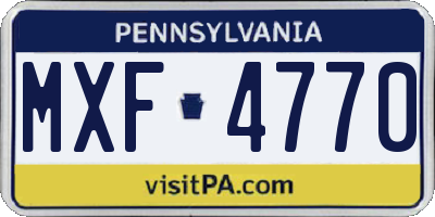 PA license plate MXF4770
