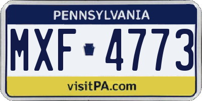 PA license plate MXF4773