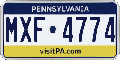 PA license plate MXF4774