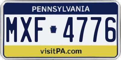 PA license plate MXF4776