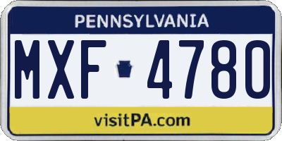PA license plate MXF4780