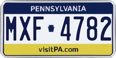PA license plate MXF4782