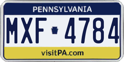 PA license plate MXF4784