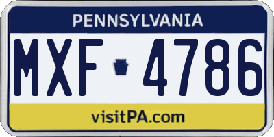 PA license plate MXF4786