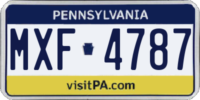 PA license plate MXF4787