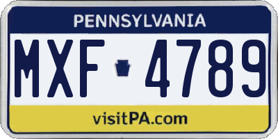 PA license plate MXF4789
