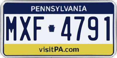 PA license plate MXF4791