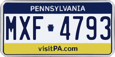 PA license plate MXF4793
