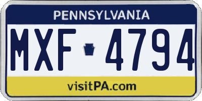 PA license plate MXF4794