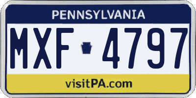 PA license plate MXF4797
