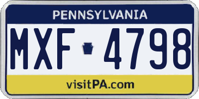 PA license plate MXF4798
