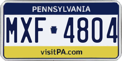 PA license plate MXF4804