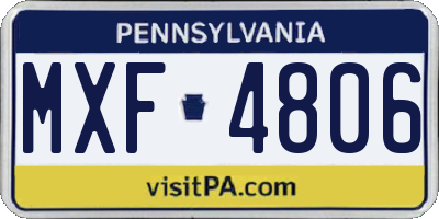 PA license plate MXF4806