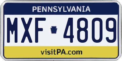 PA license plate MXF4809