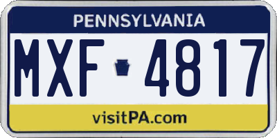 PA license plate MXF4817