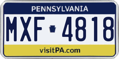 PA license plate MXF4818