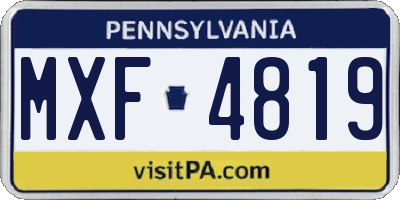 PA license plate MXF4819
