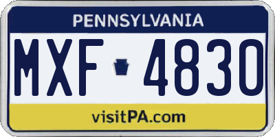 PA license plate MXF4830