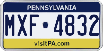 PA license plate MXF4832