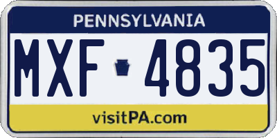 PA license plate MXF4835
