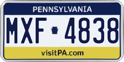 PA license plate MXF4838