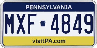 PA license plate MXF4849