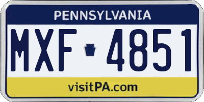 PA license plate MXF4851