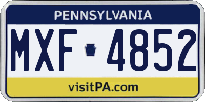 PA license plate MXF4852