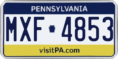 PA license plate MXF4853