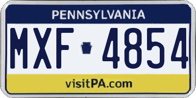 PA license plate MXF4854