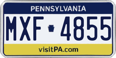 PA license plate MXF4855