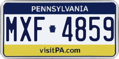 PA license plate MXF4859