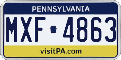 PA license plate MXF4863