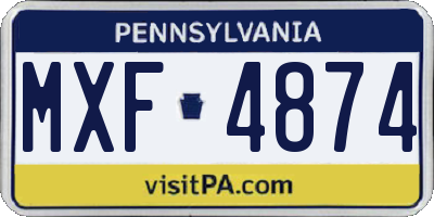 PA license plate MXF4874