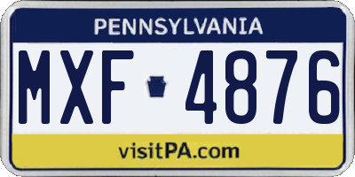 PA license plate MXF4876