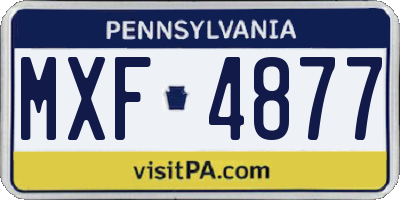 PA license plate MXF4877