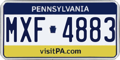 PA license plate MXF4883