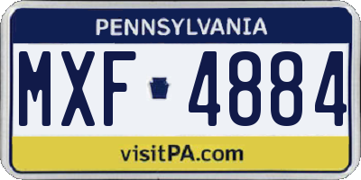 PA license plate MXF4884