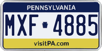 PA license plate MXF4885