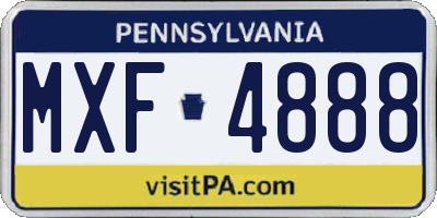 PA license plate MXF4888