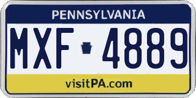 PA license plate MXF4889