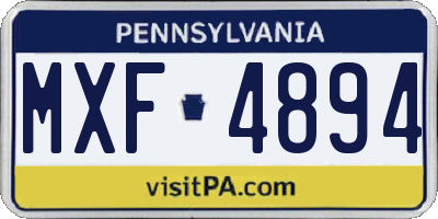 PA license plate MXF4894
