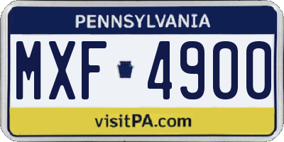 PA license plate MXF4900