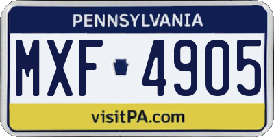 PA license plate MXF4905