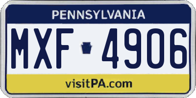 PA license plate MXF4906