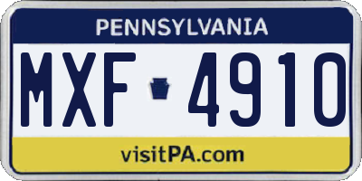 PA license plate MXF4910