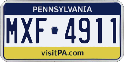 PA license plate MXF4911