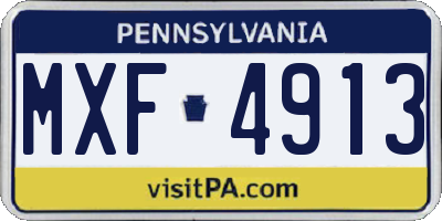 PA license plate MXF4913