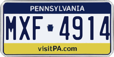 PA license plate MXF4914