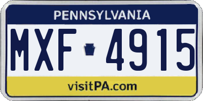 PA license plate MXF4915
